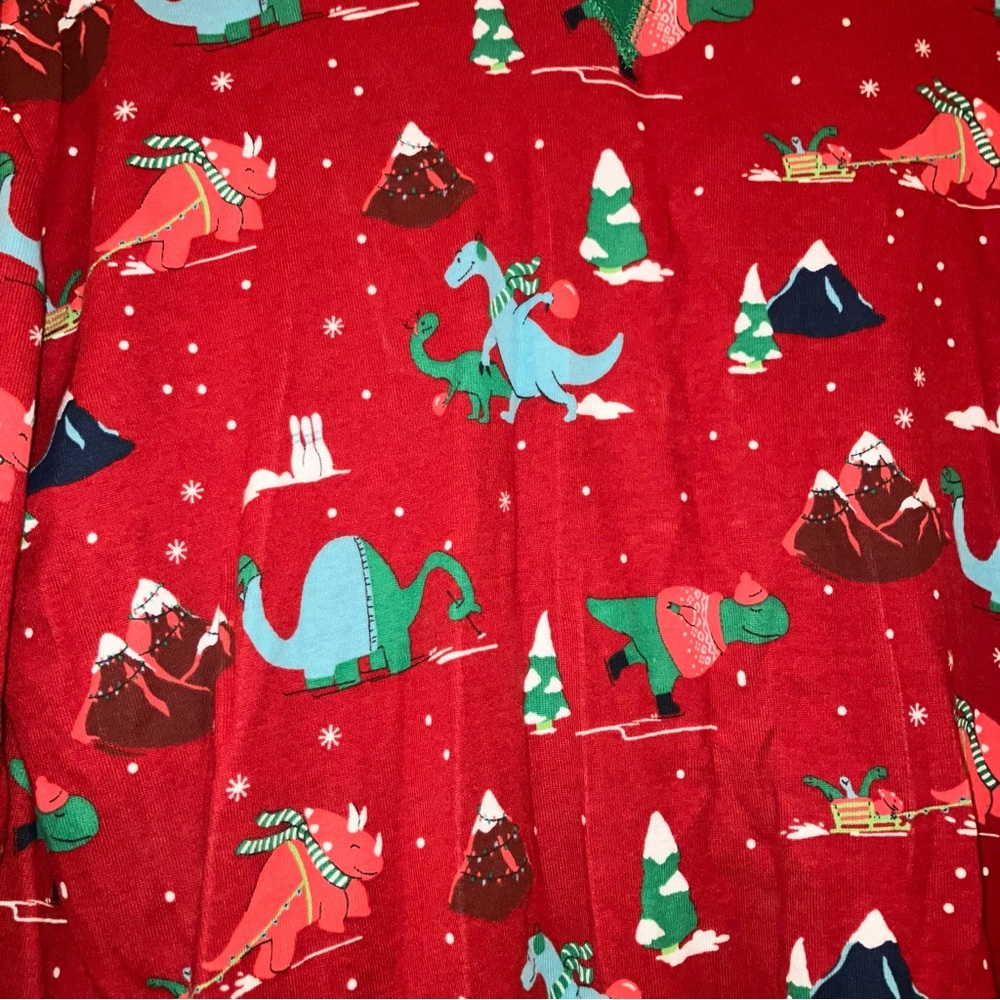 ‼️5 FOR $15‼️ Wondershop Christmas Skiing Dinosaur Sleep Shirt - Picture 3 of 5
